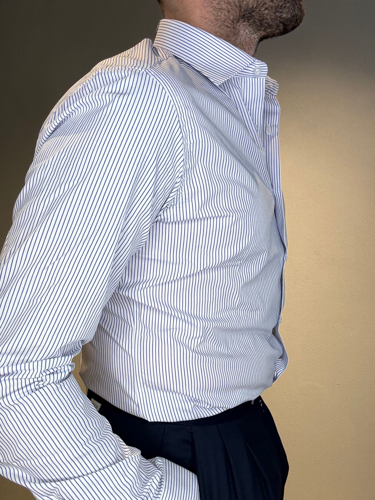 GALLIPOLIRIGATA/BIANCOBLU - CAMICIA - MAURIZIO TESSE