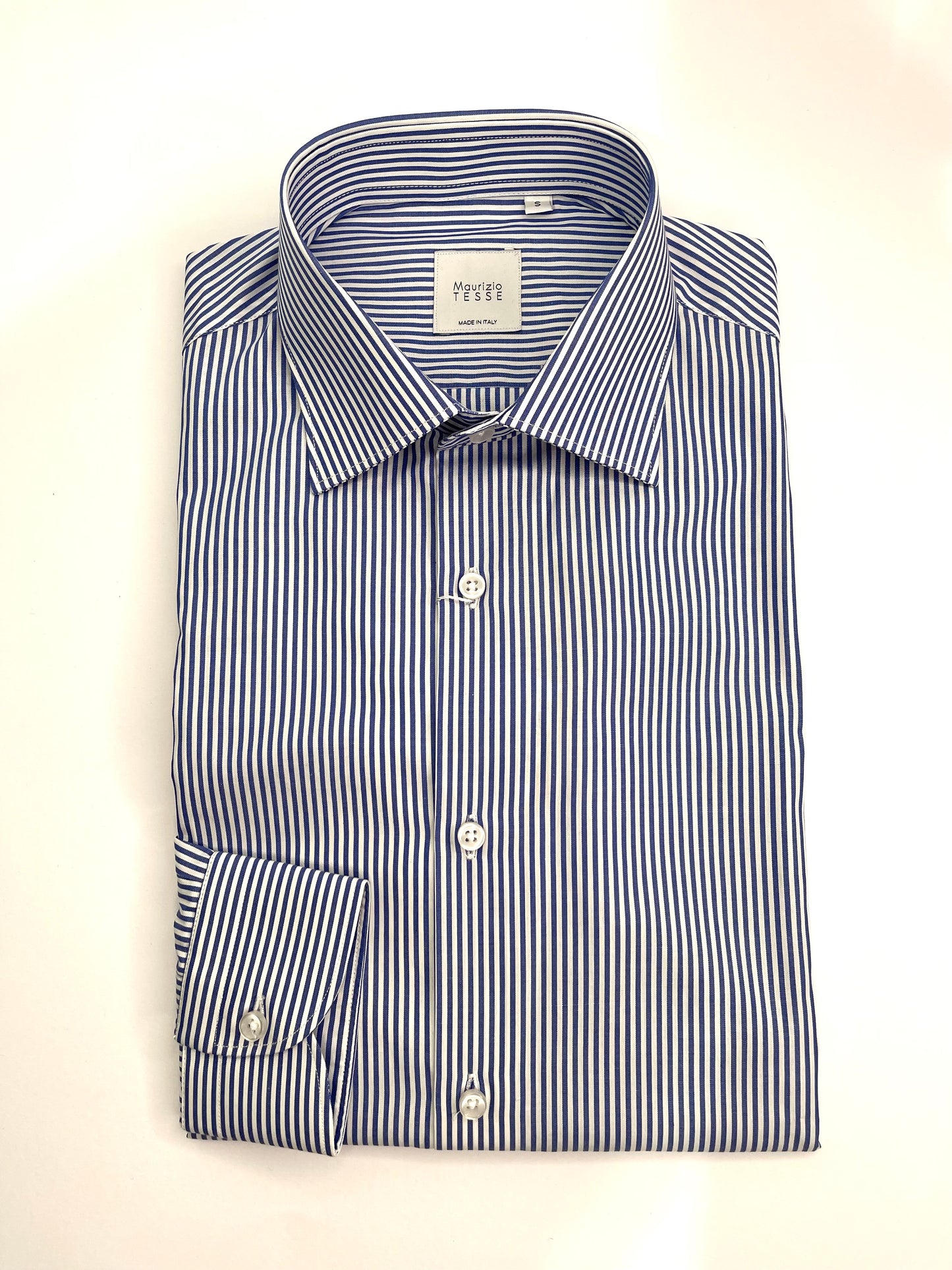 BASIC-SLIMFIT-BIANCO/BLU - CAMICIA - MAURIZIO TESSE