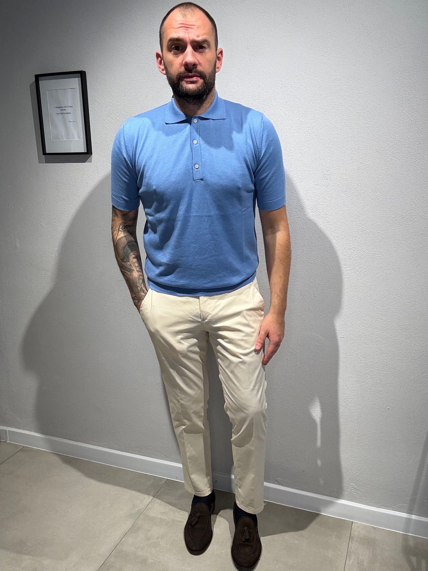 LD1277/AZZURRO - POLO 3 BOTTONI - ASHEVILLE