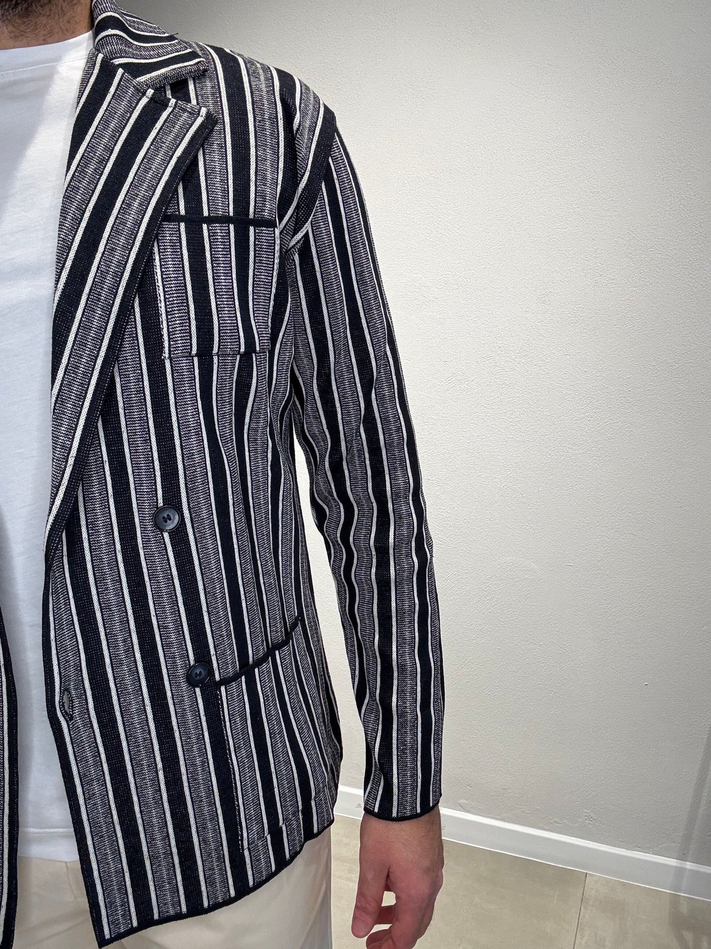 LD1283/BIANCOBLU - CARDIGAN GIACCA DOPPIO PETTO - ASHEVILLE