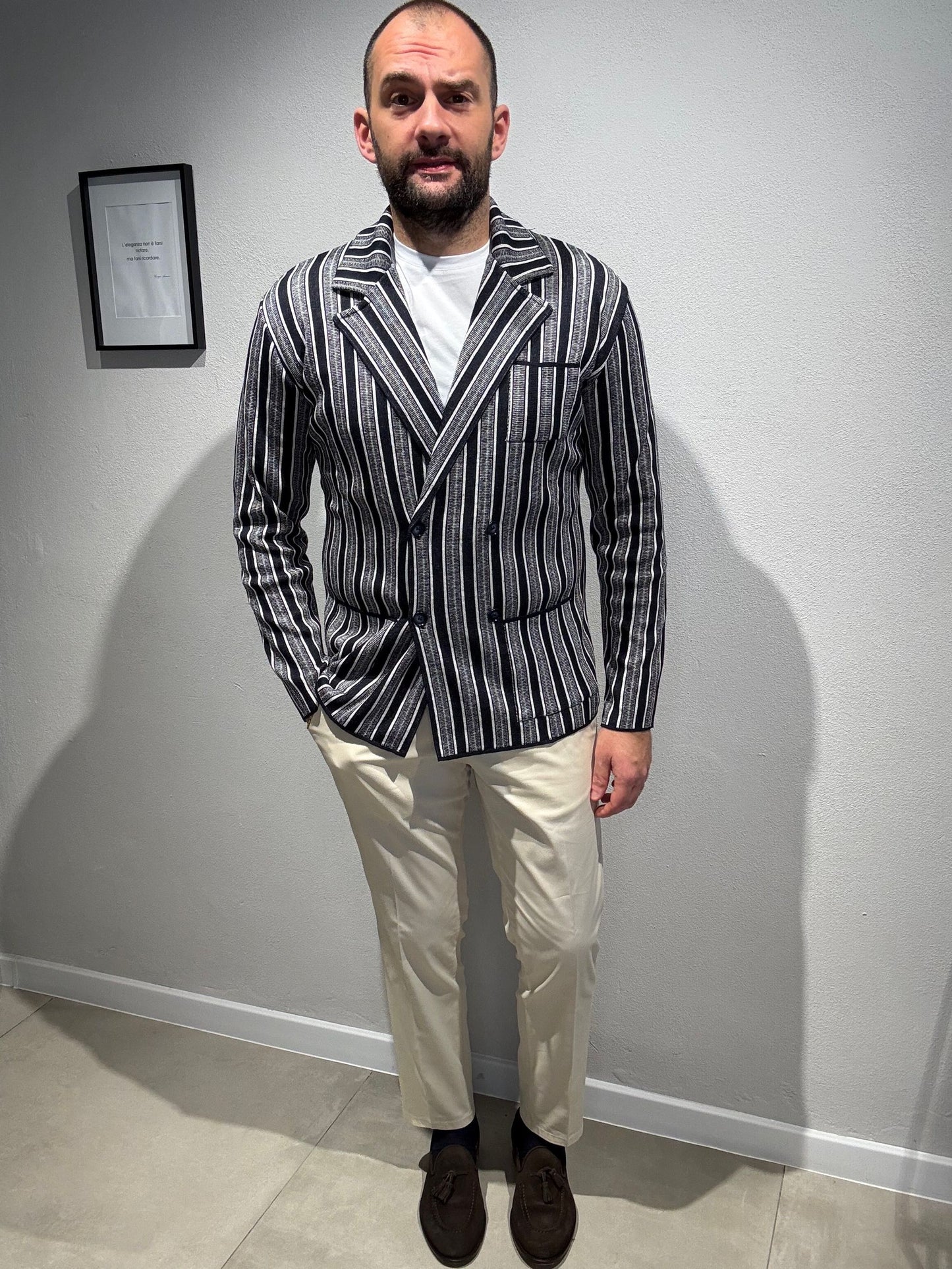 LD1283/BIANCOBLU - CARDIGAN GIACCA DOPPIO PETTO - ASHEVILLE