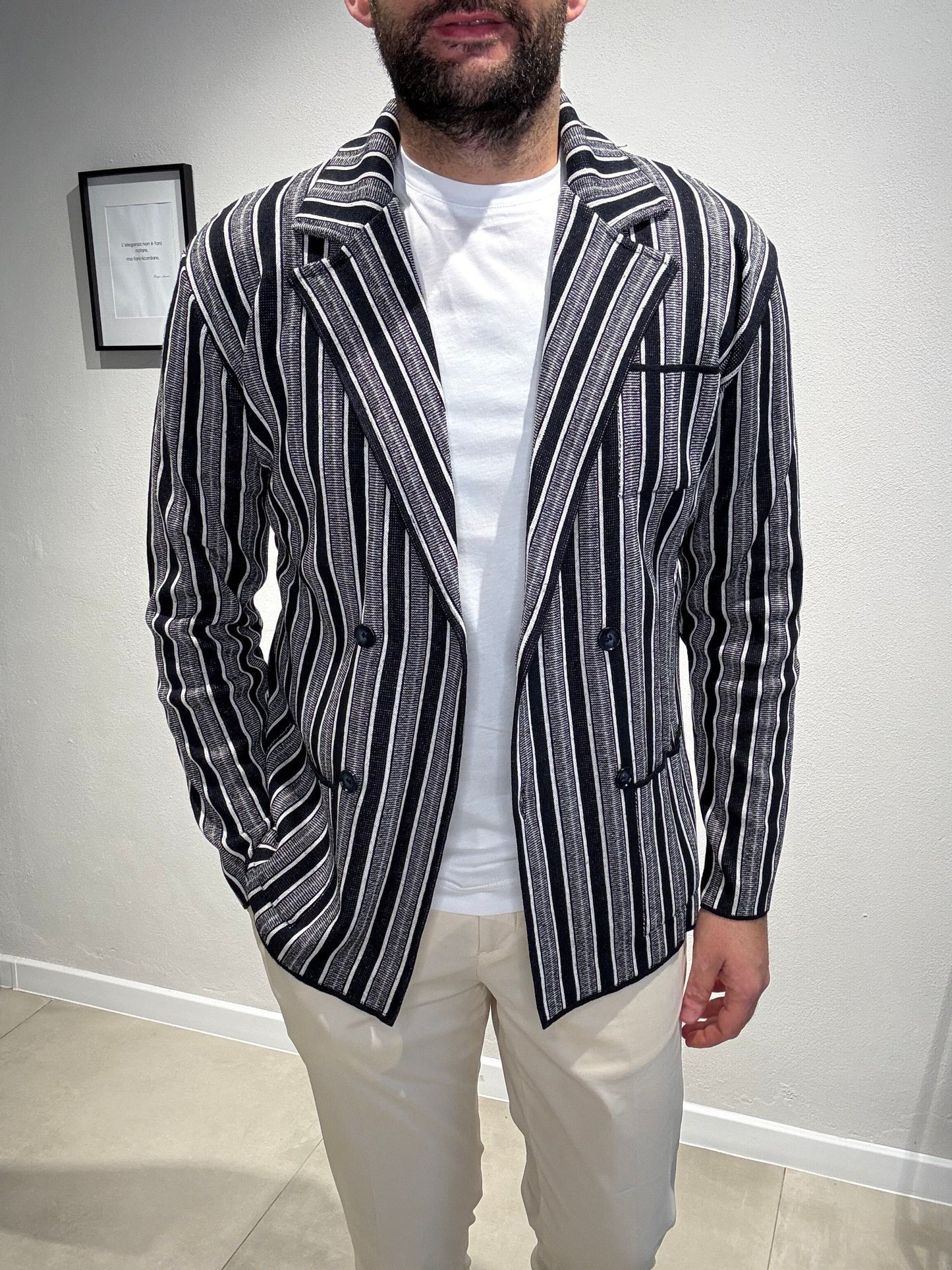 LD1283/BIANCOBLU - CARDIGAN GIACCA DOPPIO PETTO - ASHEVILLE