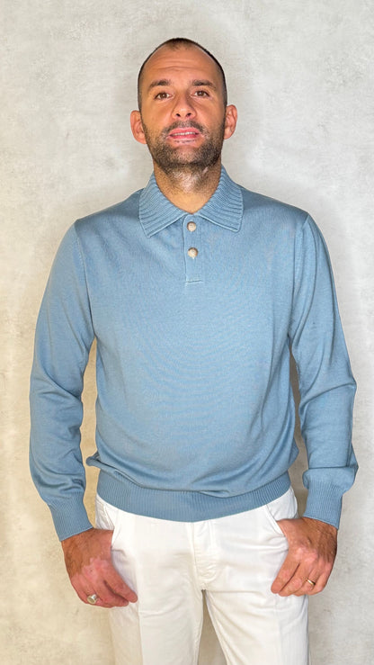 TENNIS57192/14821/CELESTE - POLO - APLOMB - MADE IN ITALY