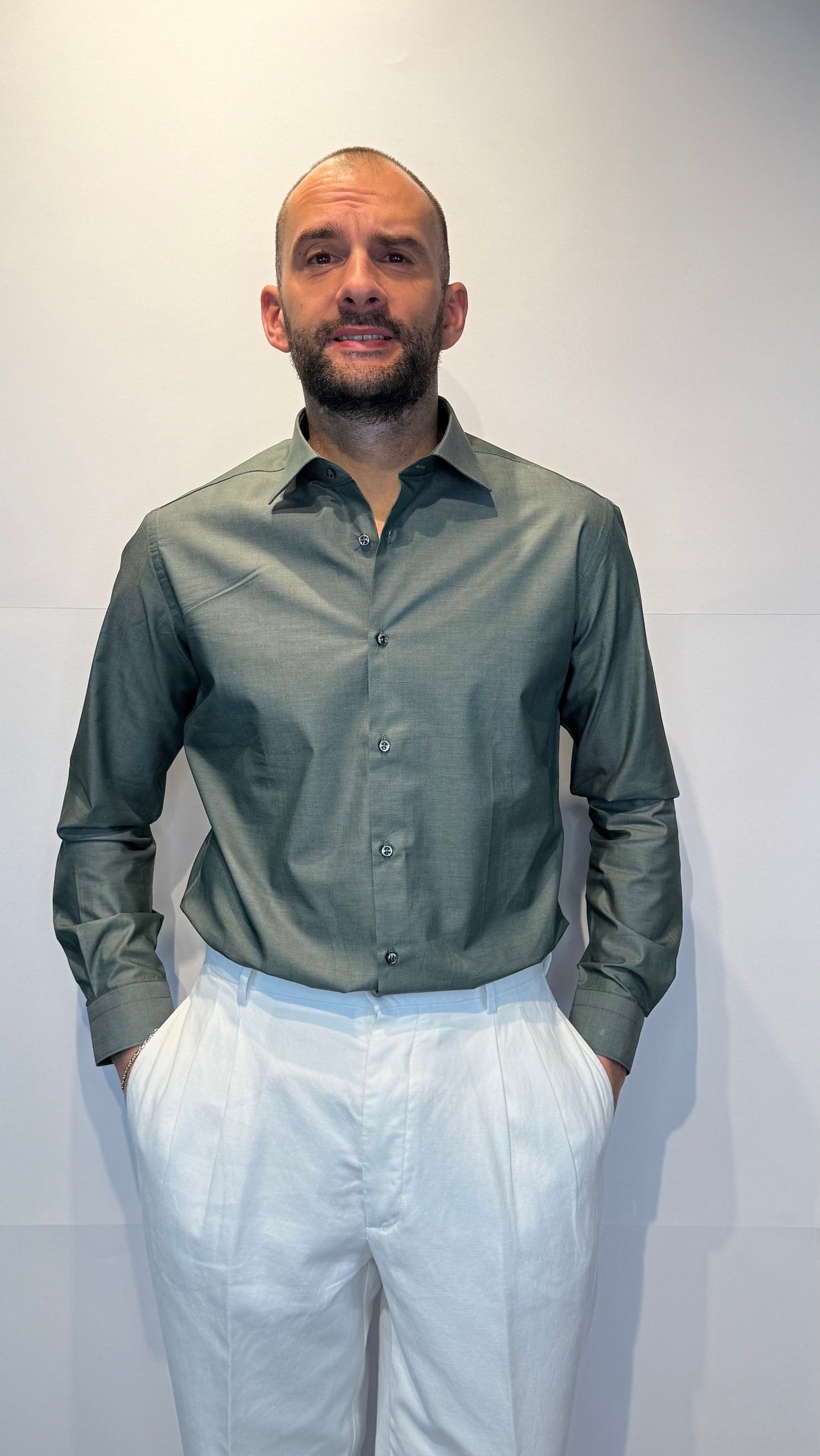 TWILL/VERDE - CAMICIA - TESSE