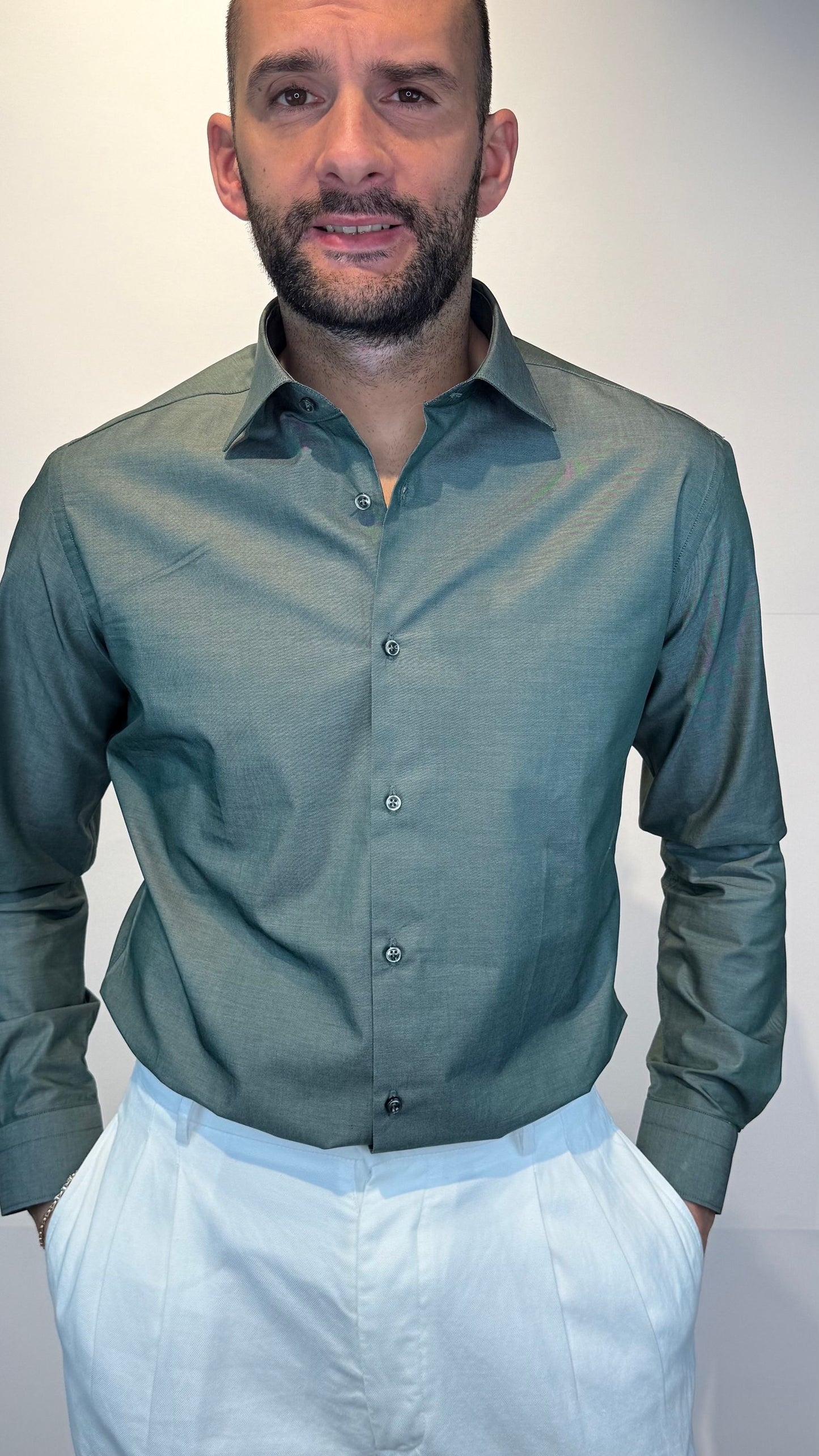 TWILL/VERDE - CAMICIA - TESSE