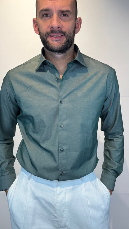 TWILL/VERDE - CAMICIA - TESSE