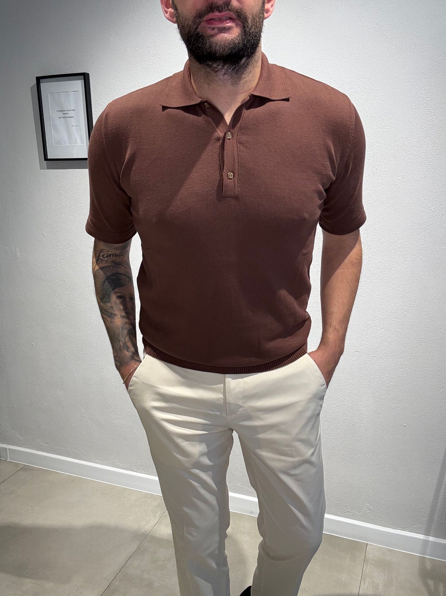 LD1277/MARRONE - POLO 3 BOTTONI - ASHEVILLE