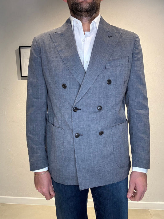 G3327/DOUBLEWASHED/BLUE - GIACCA DOPPIO PETTO - MARTIN ZELO