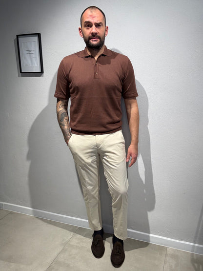 LD1277/MARRONE - POLO 3 BOTTONI - ASHEVILLE
