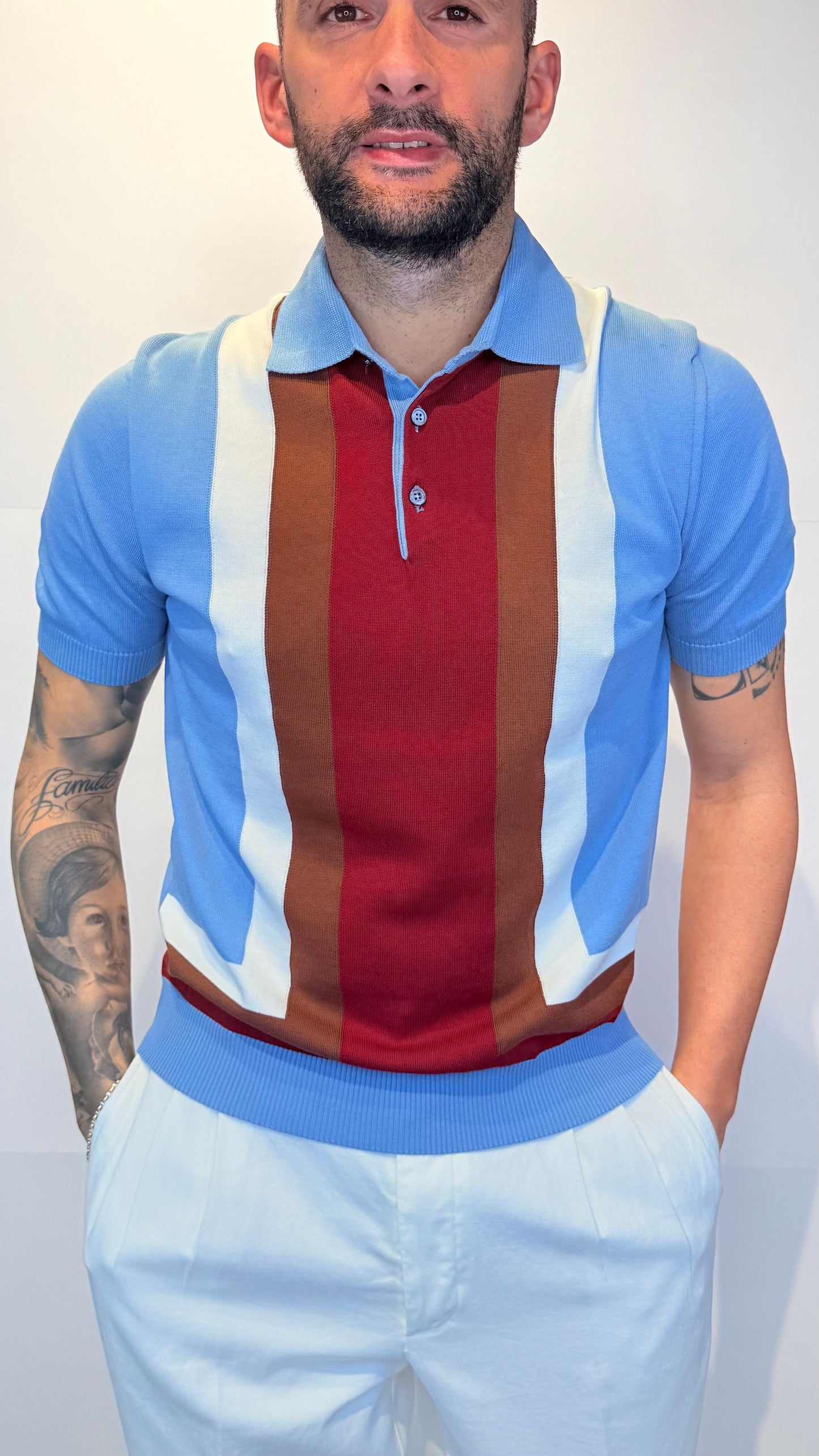RETO/CELESTE+BIANCO+ROSSO+MORO - POLO - GALLIA