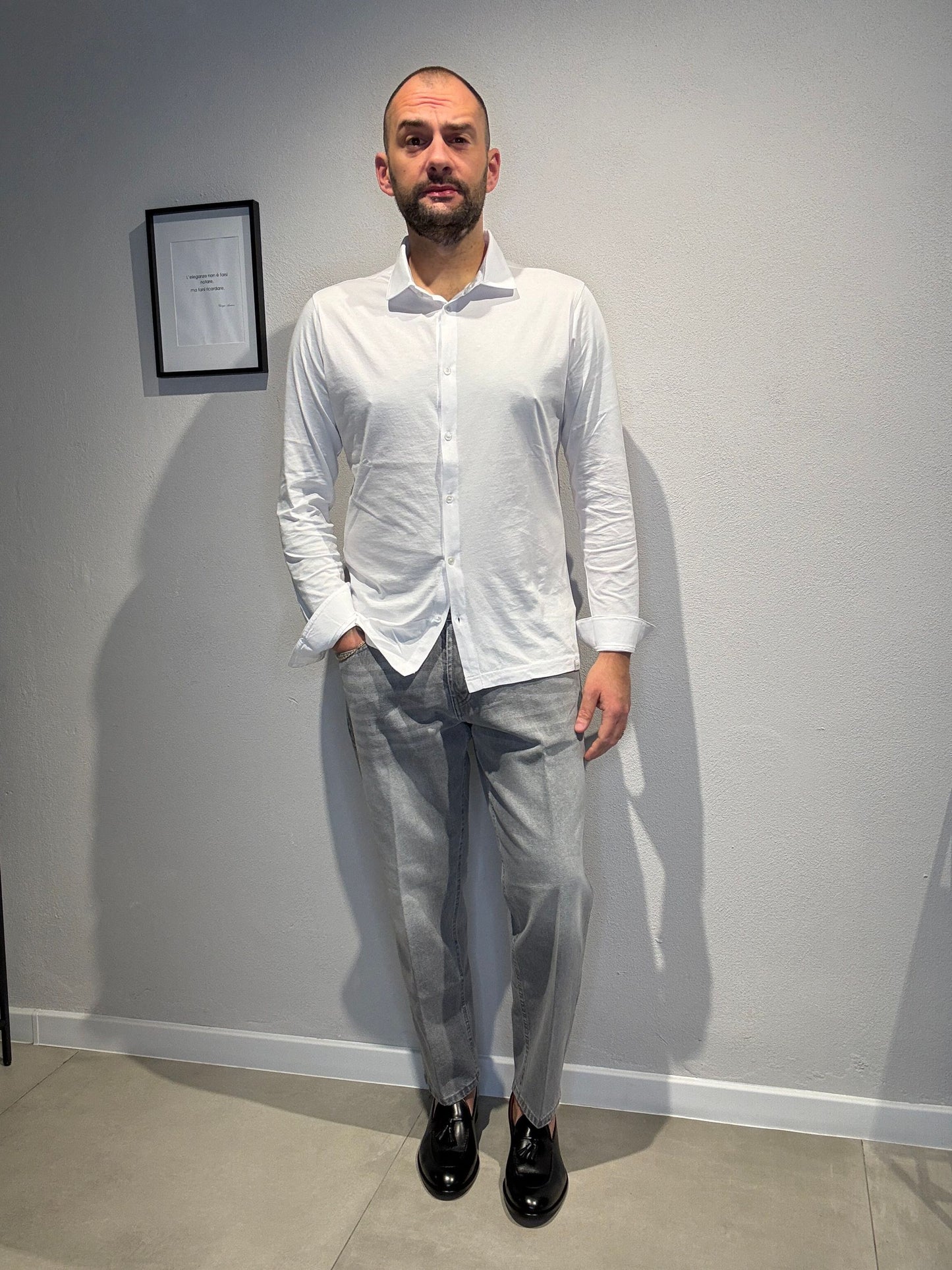 DK87109/BIANCO - POLO CAMICIA M/L - DIKTAT