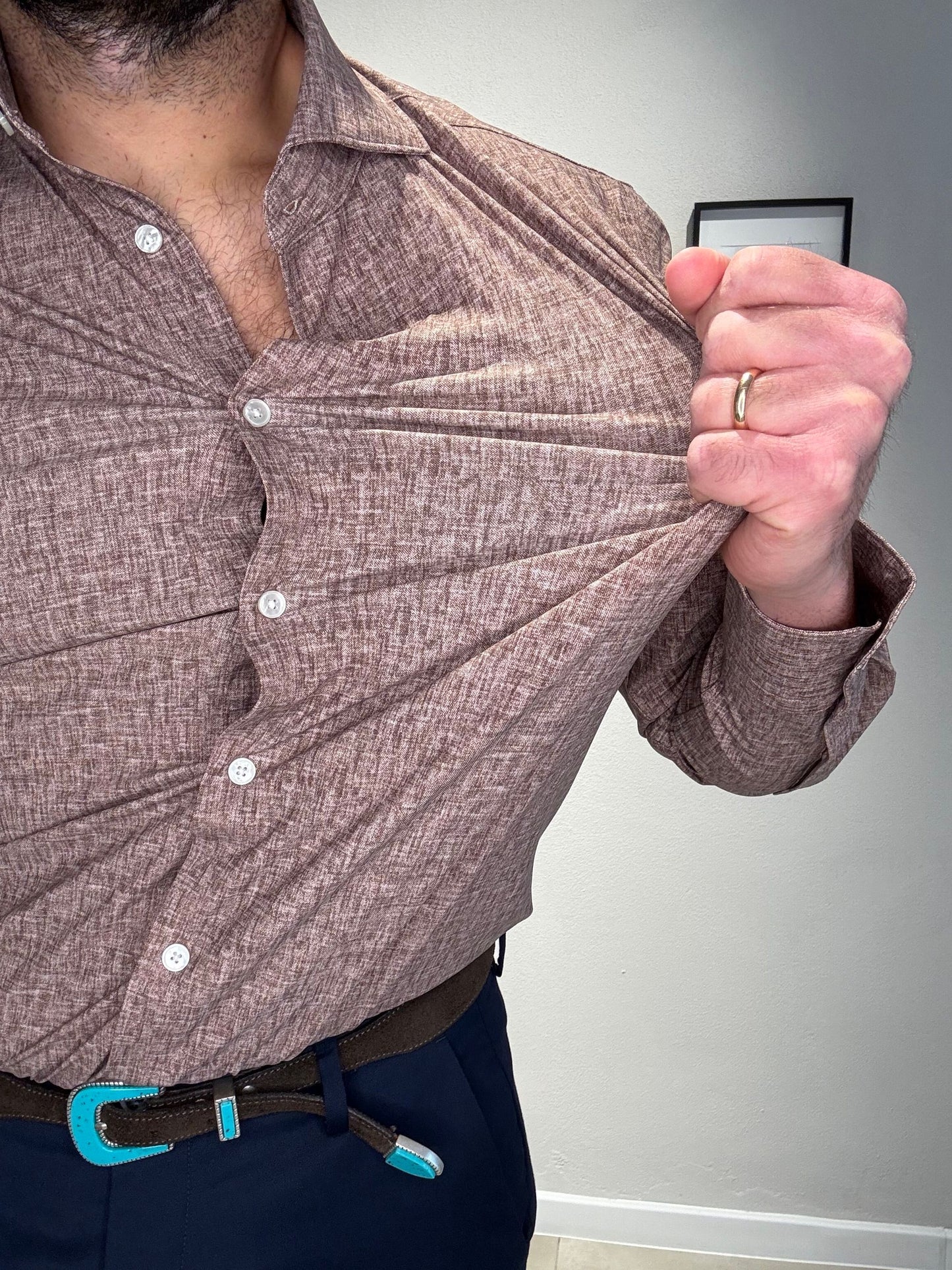 NETLINEN/AR25SR11CA COL.BROWN - CAMICIA NO STIRO - ARCHIVIUM