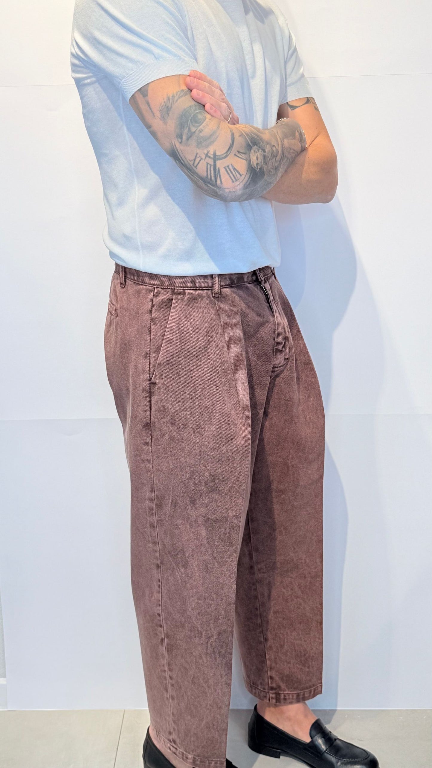 LEOT165MARMORIZZATO/BORDEAUX - Jeans - VANDOM