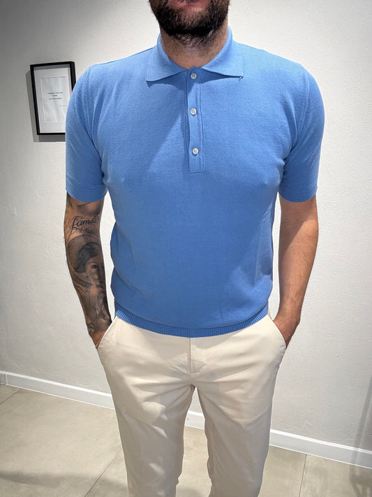 LD1277/AZZURRO - POLO 3 BOTTONI - ASHEVILLE