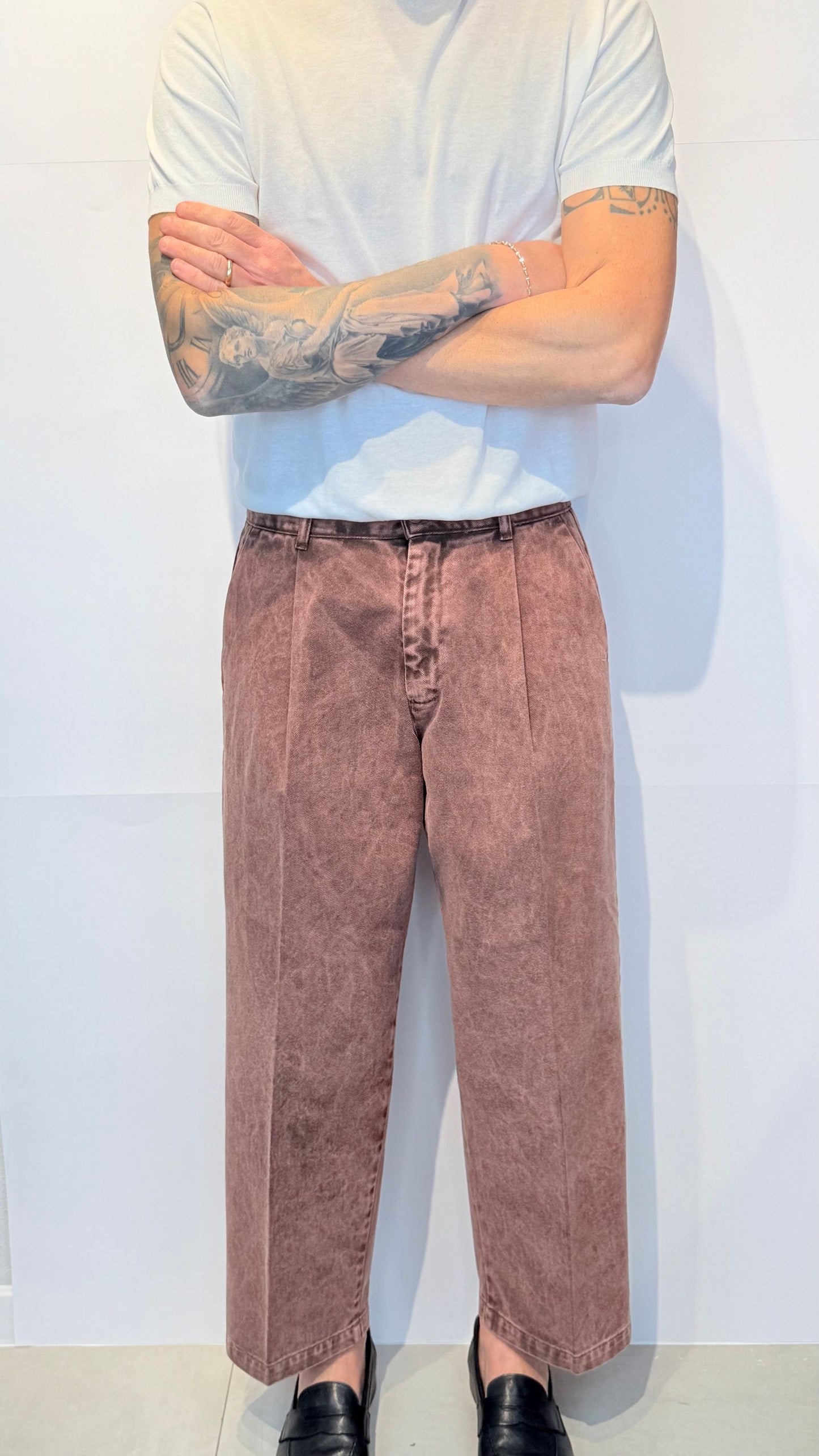 LEOT165MARMORIZZATO/BORDEAUX - Jeans - VANDOM