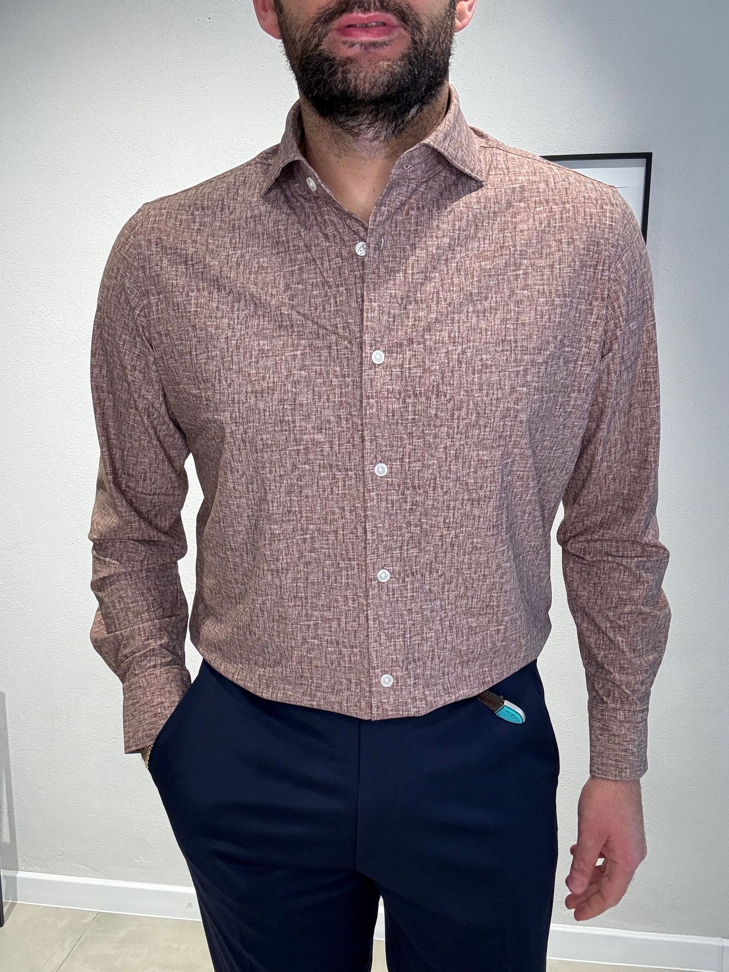 NETLINEN/AR25SR11CA COL.BROWN - CAMICIA NO STIRO - ARCHIVIUM